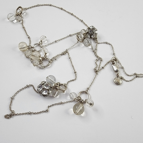 J. Crew Jewelry - J. Crew long layer necklace with rhinestone ball beads and silver tone chain